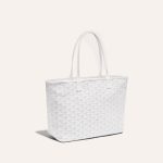 Goyard Goyardine Artois Tote PM White Canvas & Chevroches Calfskin Palladium Hardware - Image 2